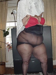Very big black mama shows her fat ass