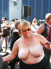 Fat mature and granny flashers in public places